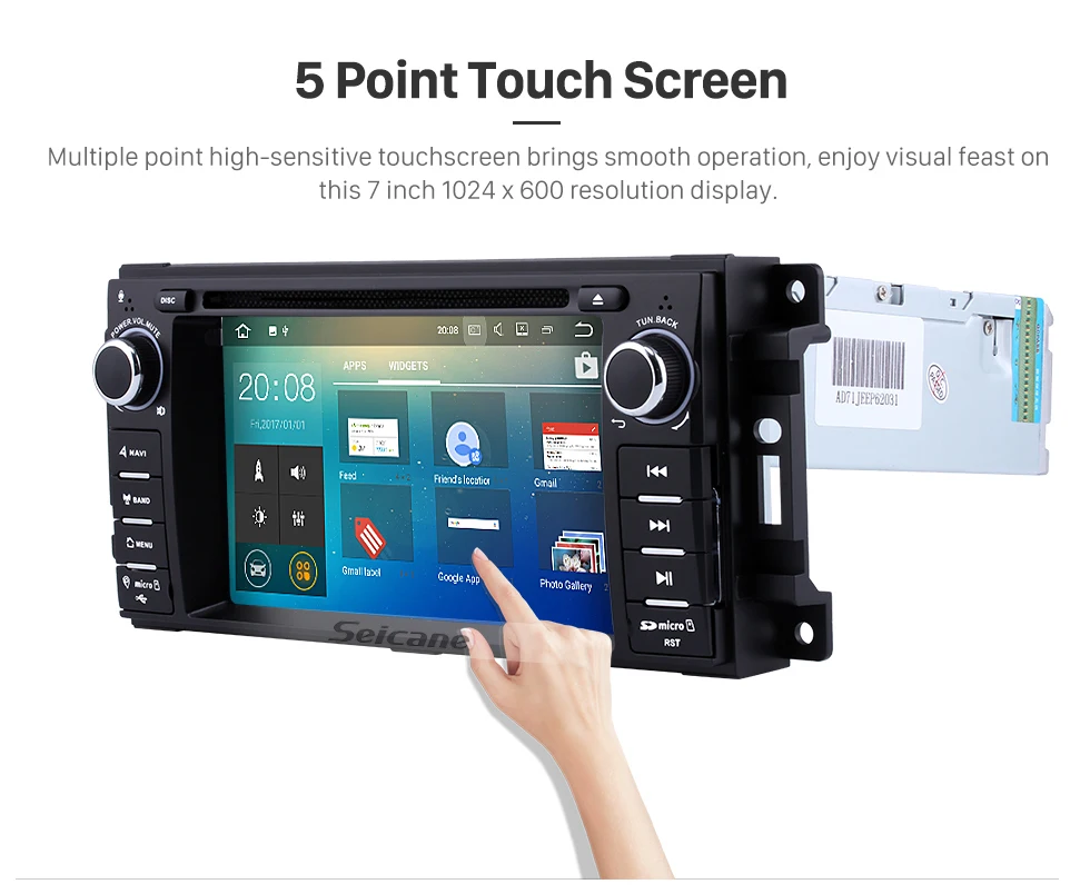 Cheap Seicane 7" Android 7.1 1 DIN car DVD Radio GPS Bluetooth System for Jeep Grand Cherokee with USB WIFI AUX Support DAB 1080P DVR 7