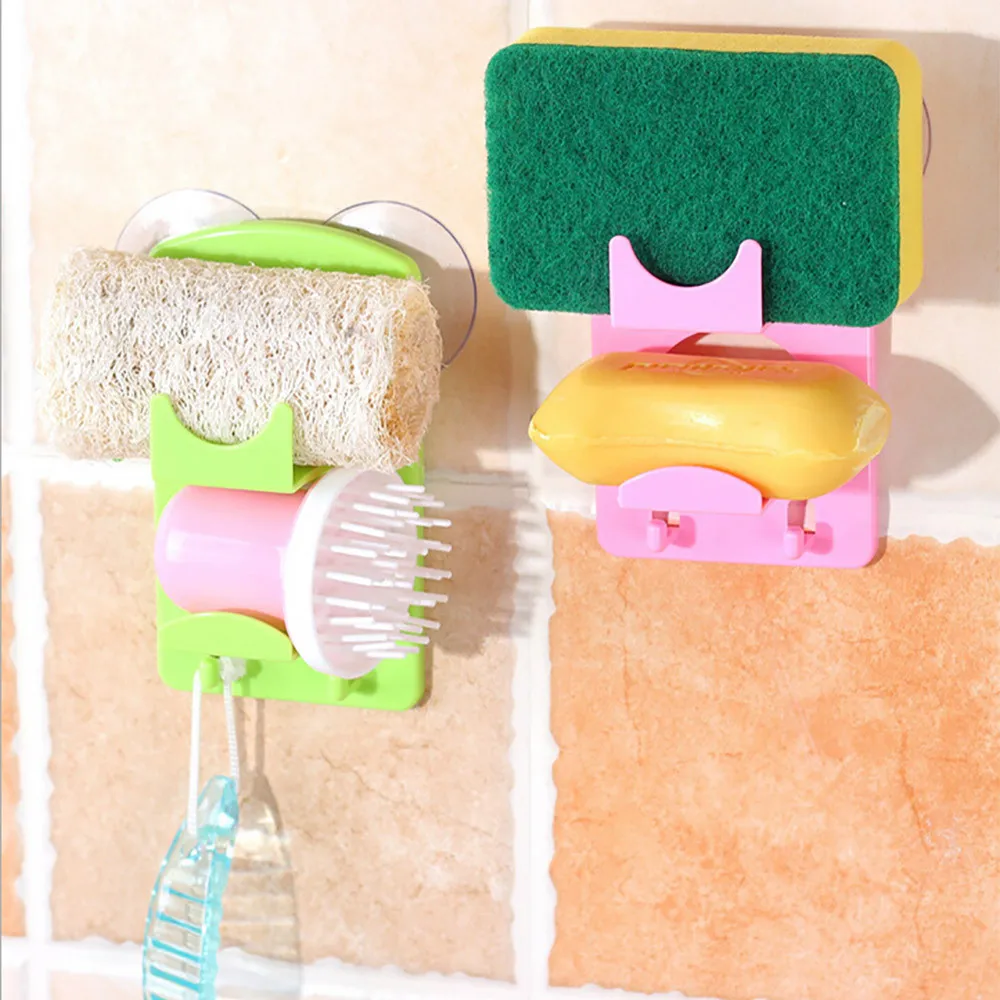 

ouble Layer Dish Cloths Rack Suction Sponge Holder Clip Rag Storage Rack Installation Type:Wall Mounted Type Durable L506