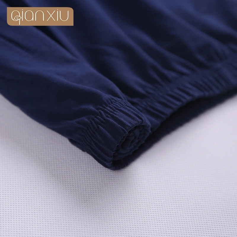 Qianxiu2017 новая пара мужской пижамы стильный и естественного цвета из хлопка и шерсти, удобные и дышащие 1781