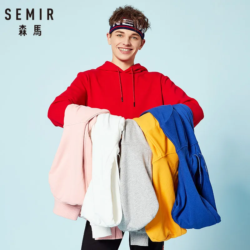 SEMIR толстовки мужские новые осенние модные однотонные толстовки с капюшоном для мужчин повседневные теплые флисовые толстовки спортивный костюм брендовая одежда