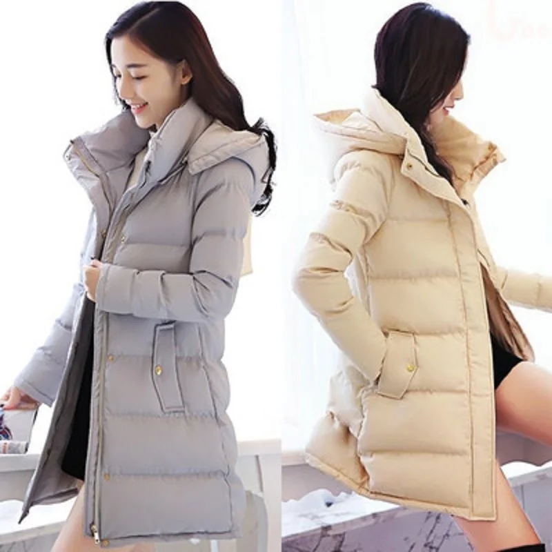 Beige Blue En Mince Hiver Chaud Vestes Tops 2018 À Coton Long Famale Épais Rembourré Femmes Multi Veste couleur black navy gray Capuchon Solide Option Chaude SPPxpRqn