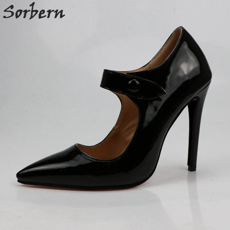 Sorbern Fashion Pointed Toe Mary Janes High Heel Pumps Dress Shoes Women Black Runway Shoes Custom Color Large Size Shoes Women Sorbern Fashion Pointed Toe Mary Janes High Heel Pumps Dress Shoes Women Black Runway Shoes Custom Color Large Size Shoes Women