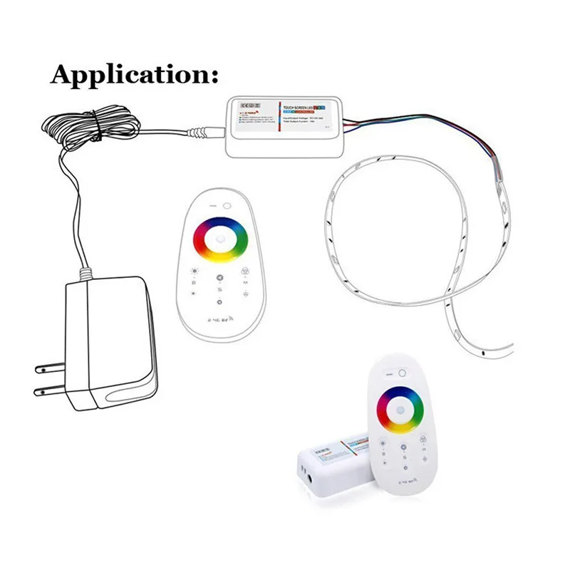 Светодиодный контроллер с сенсорным экраном RGB RGBW 2,4G, беспроводной DC12-24V с сенсорным РЧ-управлением для RGB/RGBW светодиодной ленты 18A, пульт дистанционного управления