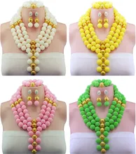 10 Цвет Африканские Бусы Jewelry Set 2016 Нигерийские Свадебные Африканские Бусы для Невесты Партии Люкс Комплект Ювелирных Изделий Бесплатная Доставка WB913