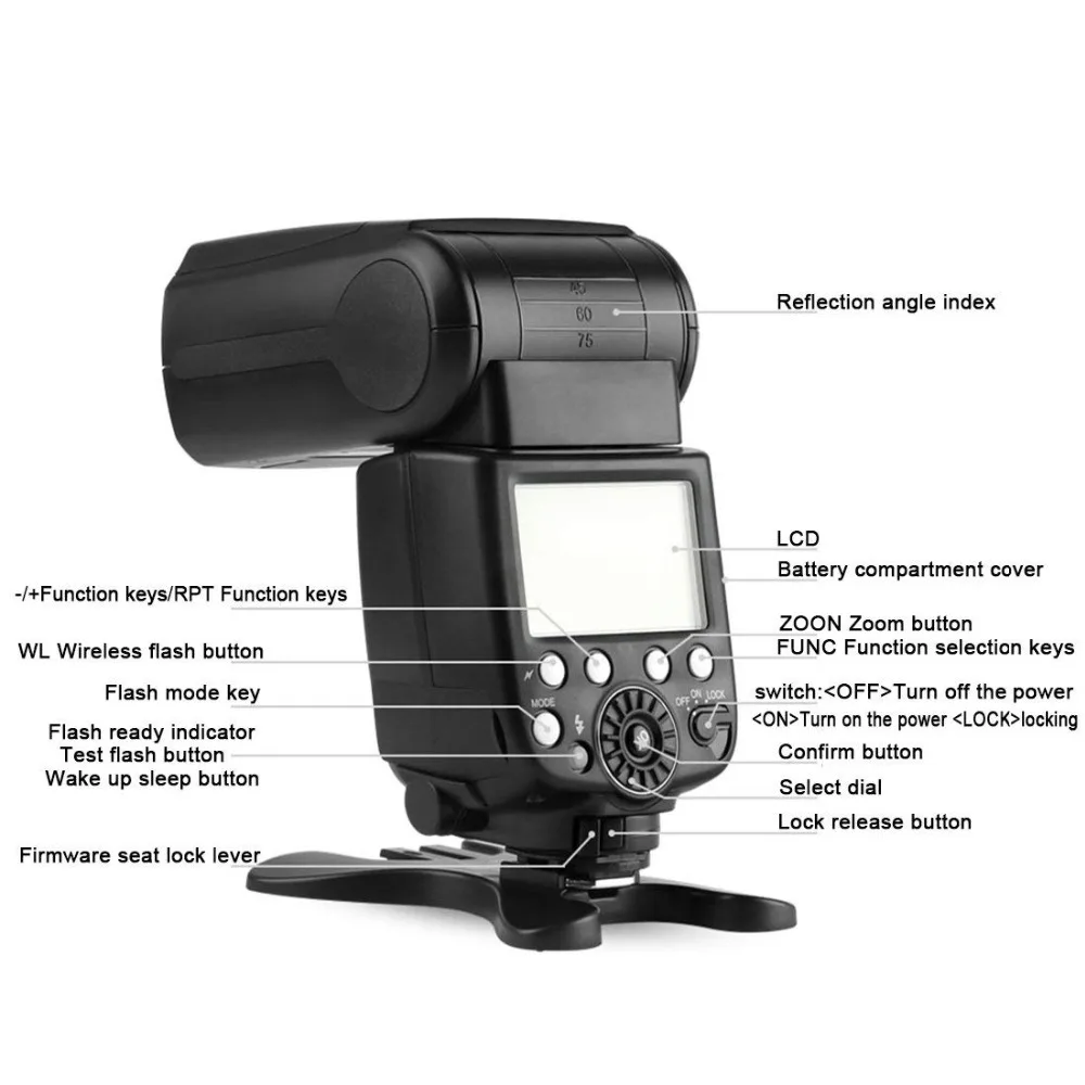 PIXEL M8 Беспроводная вспышка для камеры GN60 с ЖК дисплеем Canon Nikon Sony Pentax Fujifilm Panasonic Olympus