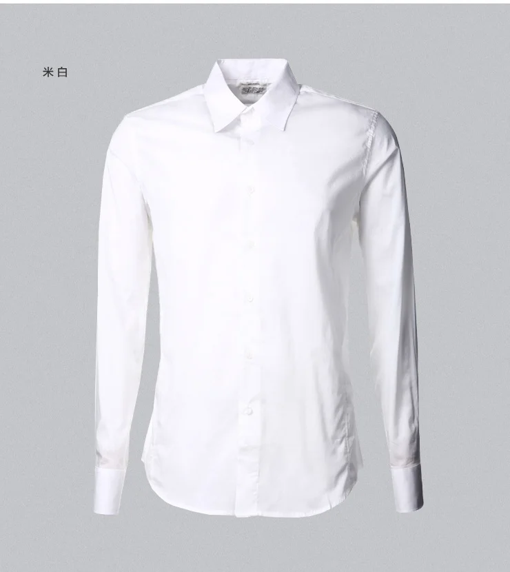Осенняя Новинка, мужская рубашка в английском стиле, однотонная, хлопковая, повседневная, мужская, высшее качество, тонкая, брендовая, дизайнерская, деловая, модная рубашка - Цвет: white
