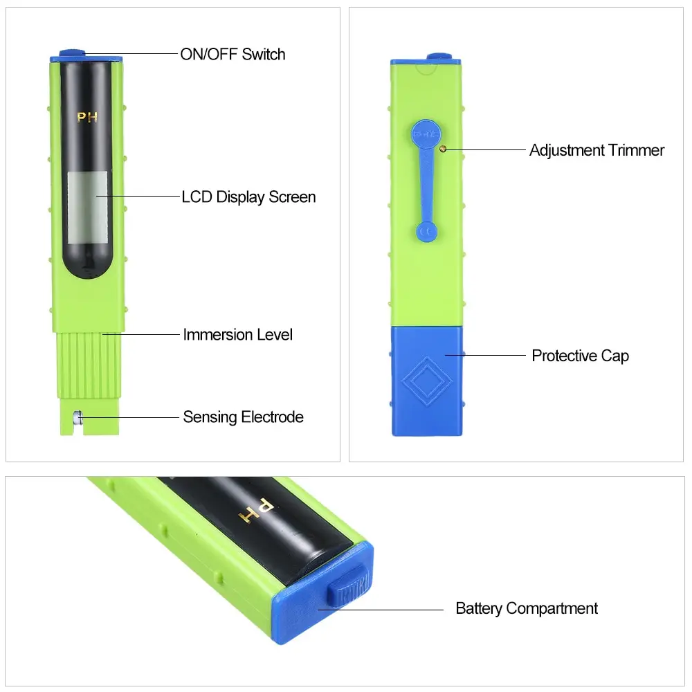 Portable LCD PH Meter Digital Water Tester ATC PH Tester For Water Quality Analysis Device High Accuracy Pen type PH Meters