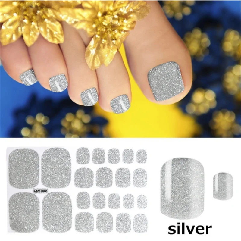 1 Sheet Glitter Toenail Art Polish Stickers Nail Tips Nail File Pure Color Adhesive Wraps Manicure Decal Strips Drop Shipping