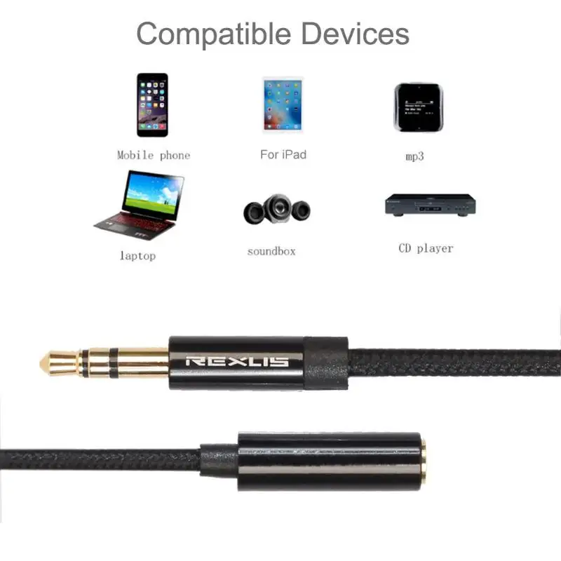 Premium 3.5mm Audio Extension Cable - Male to Female AUX Stereo Extender Cord