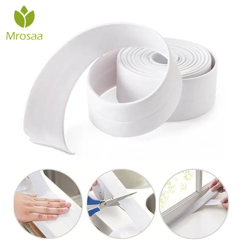 

Mrosaa 3.8mm x 3.2m Kitchen Bathroom Self Adhesive Wall Seal Ring Tape Waterproof Tape Mold Proof Edge-Trim Tape Accessories