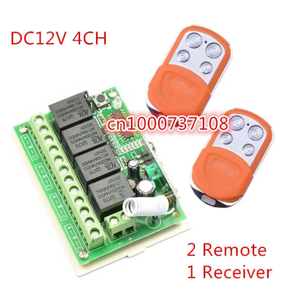 

Wireless DC 12V 4CH Remote Control Switches Receiver with 4 Buttons Transmitters 315mhz /433.92mhz Adjust output way