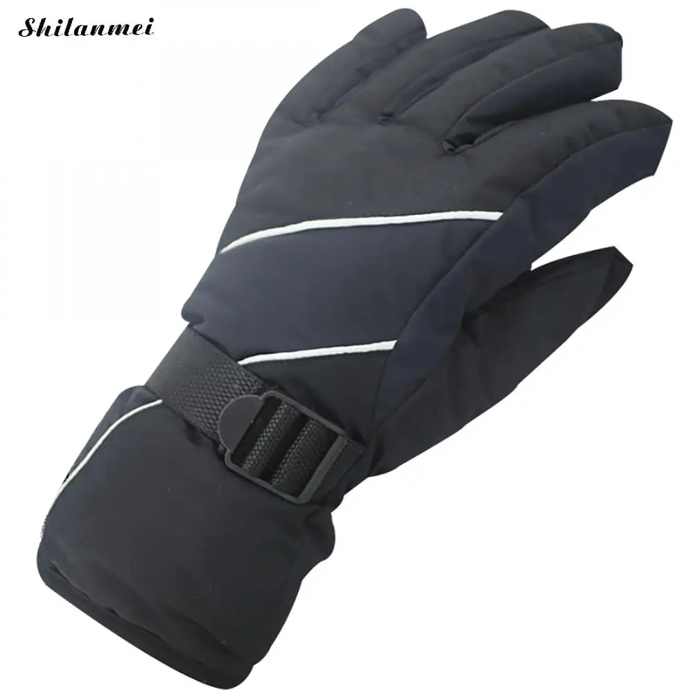 Men Waterproof Ski Gloves Thermal Patchwork Solid Snowboard Gloves