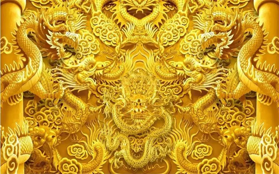 3d Wallpaper Custom Ruang Tamu Mural Wallpaper Non Woven Stiker 3d Golden Dragon Lukisan 3d Dinding Foto Wallpaper Untuk Dinding 3d Wallpaper Aliexpress