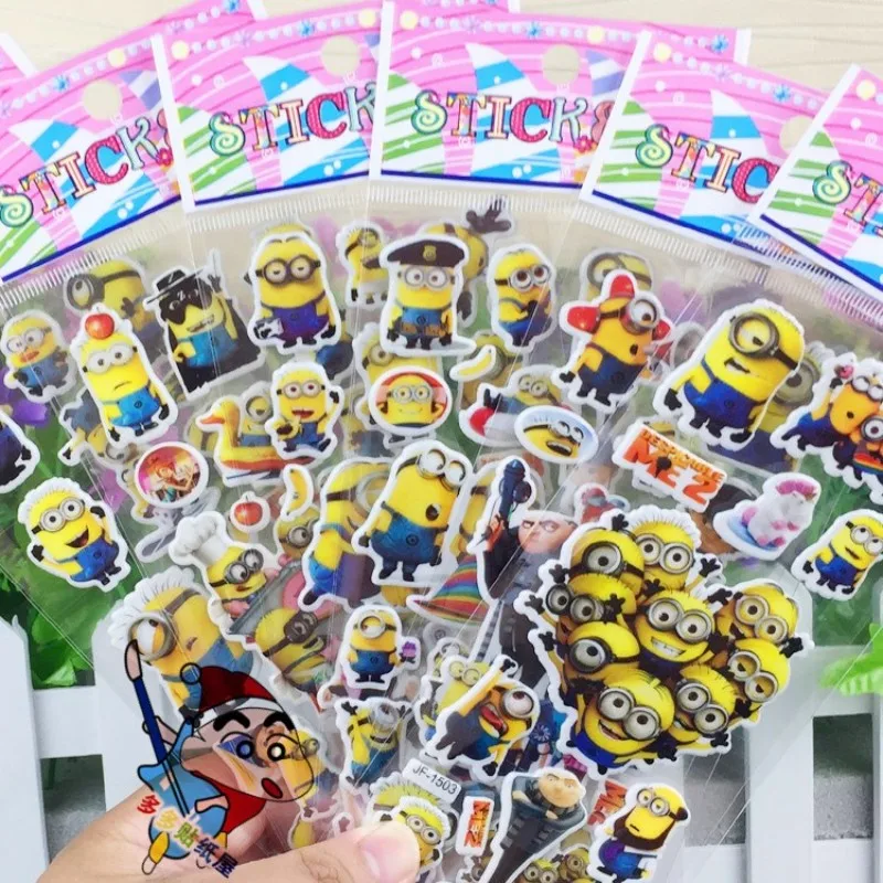 

3D Puffy Bubble Stickers Cartoon minions movie Stickers DIY For Children Boy Girl Toys PVC Removable 12 Sheets/lot Free Shipping