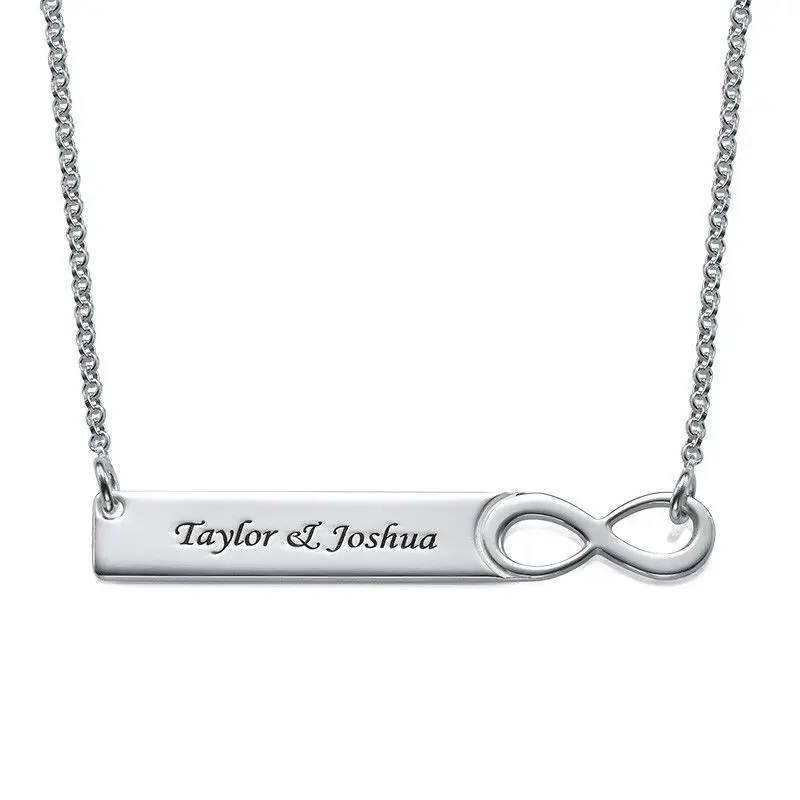 

Legenstar Personalized Blank Bar Infinite Pendant Necklace Stainless Steel Custom Name Plate Necklace Can Engrave Word Letters