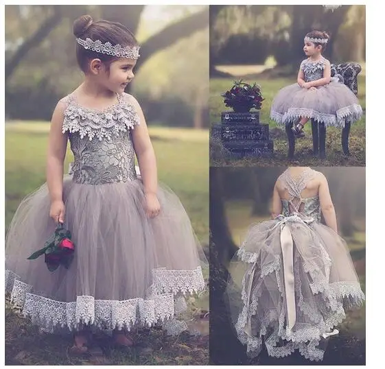 

Girls Formal Dress 2017 Shortsleeve Flower Girls Dresses Kids Long Lace Party Backless Gauze Ball Gown Children's Wedding Dress
