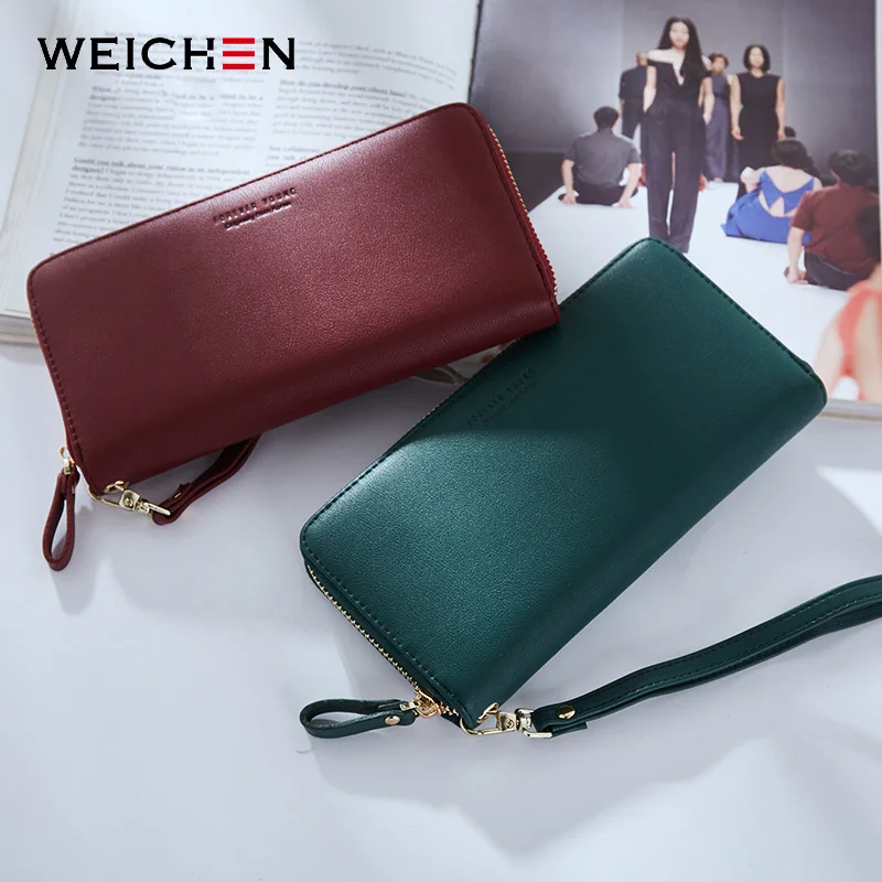  WEICHEN Wristband Women Long Clutch Wallet Large Capacity Wallets Female Purse Lady Purses Phone Po