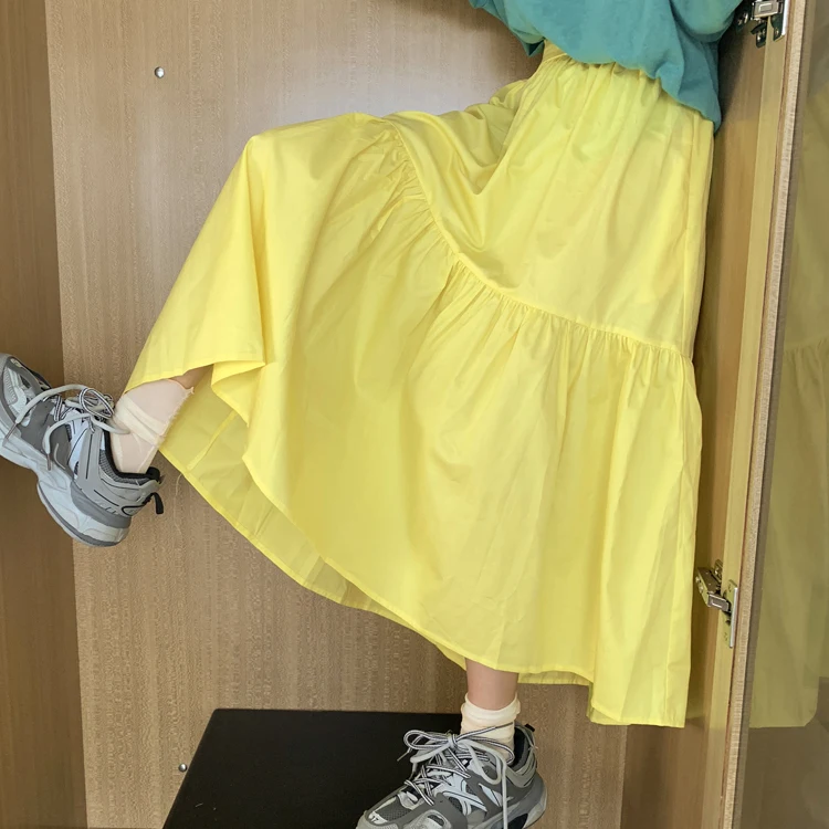 11 цветов летние женские длинные макси юбки розовый фиолетовый зеленый желтый плиссированные гофрированные юбки плюс размер осенние корейские юбки 5xl 6xl 7xl
