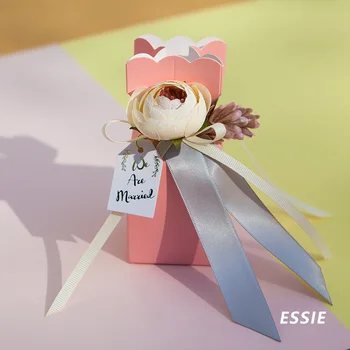 

CHUSE Half sugar vase shaped pink candy box gift box european wedding party high quality romantic personality paper candy box