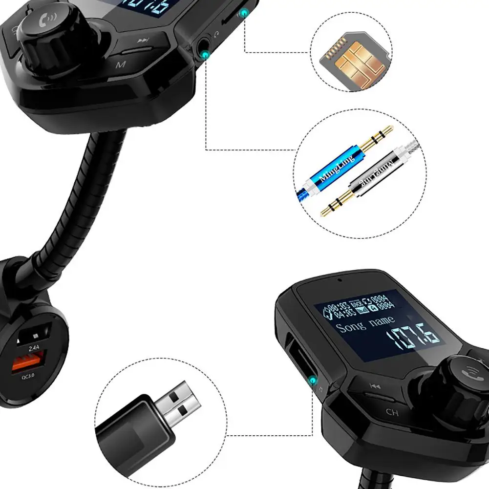 Автомобильный Bluetooth MP3-плеер автомобильный громкой связи телефон беспроводной супер бас прикуриватель USB универсальный Bluetooth передатчик