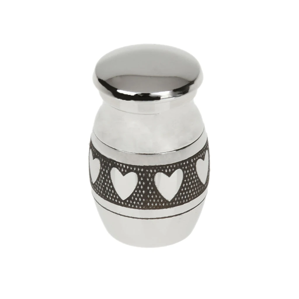 6pcs Heart Pattern Stainless Steel Cremation Urn Ash Holder Memorial Container Mini Jar Pot Pendant Jewelry