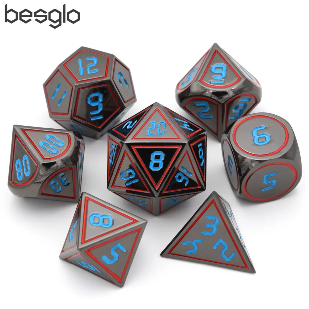 

Set of 7 Metal Dice Polyhedral 7-Die Dice Set for Role Playing Game Dungeons and Dragons Dice Games