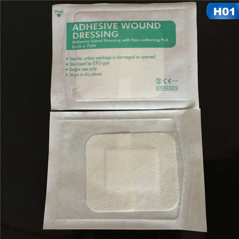 

10Pcs/Lot Non-woven Medical Adhesive Wound Dressing Band Breathable Aid Bandage Wound First Aid 6*7cm