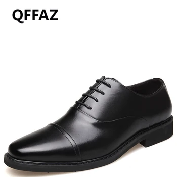 

QFFAZ men fashions 2019 Genuine Leather Oxford Classic Men Shoes Business Hombre Official Dress Shoes mens leather footwear