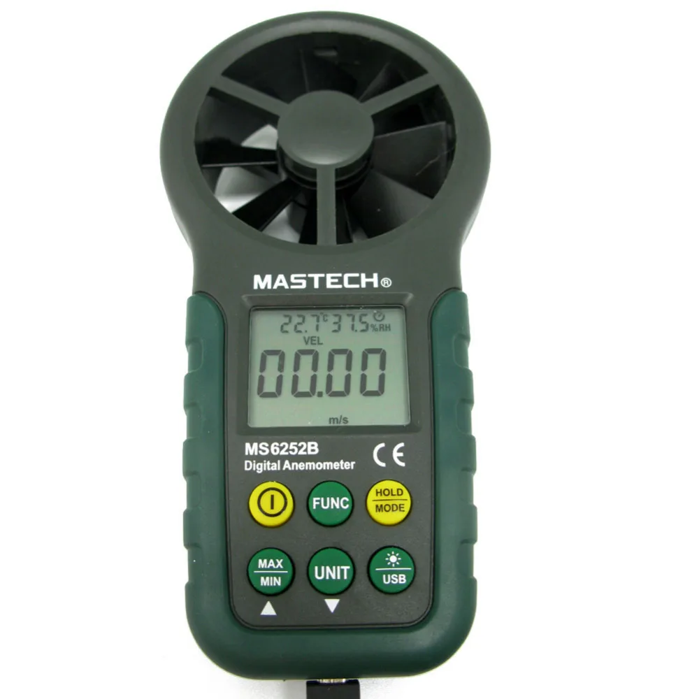 MASTECH MS6252B Профессиональный цифровой анемометр T& RH датчик скорости воздуха/влажности потока