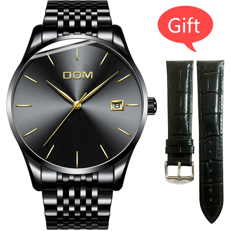 

DOM Ultra Thin Men Wrist Quartz Watches Slim Strap Male Clock Luxuries Brand Relogios Casual Water Resistant Stainless Steel
