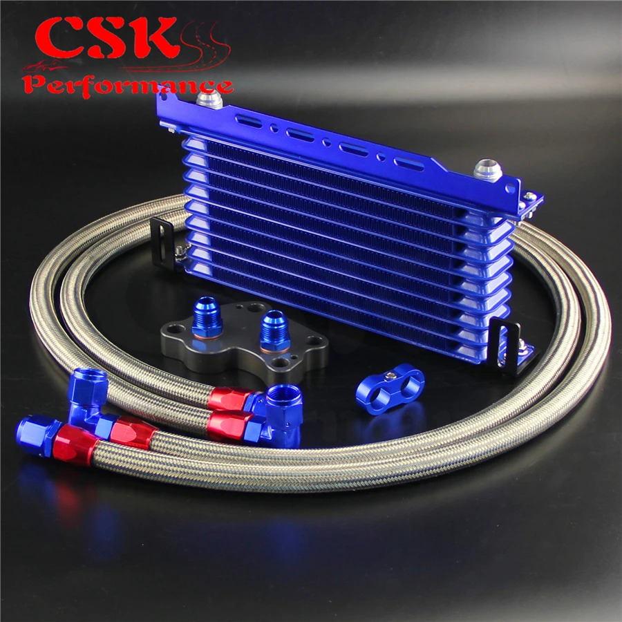 #Special Offers 10 Row Oil cooler w/ Mounting Bracket+Adapter Hose Kit Fits For BMW Mini Cooper S R53