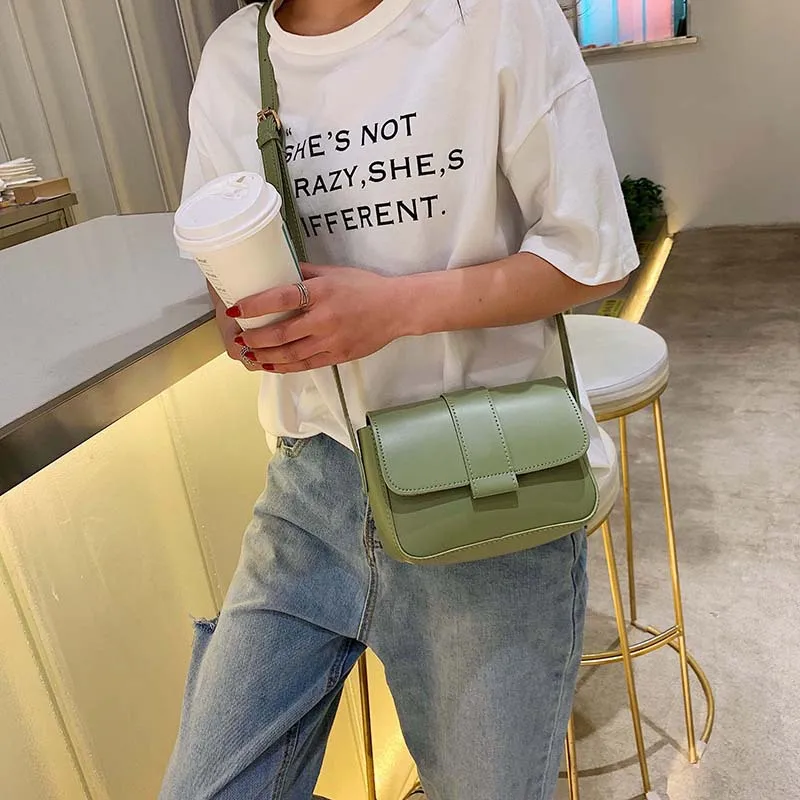 

Candy Color Fashion Pu Leather Single Shoulder Bags for Women 2019 Handbags Women Famous Brands Messenger Bag Flap New