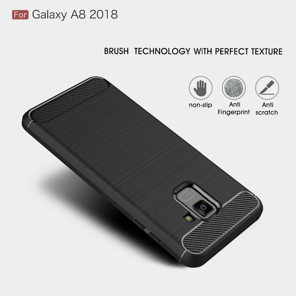 

Phone Case For Samsung Galaxy A8 2018 Case Silicone Soft TPU Brushed Carbon Fiber Texture Cover For Galaxy A8 2018 Fundas