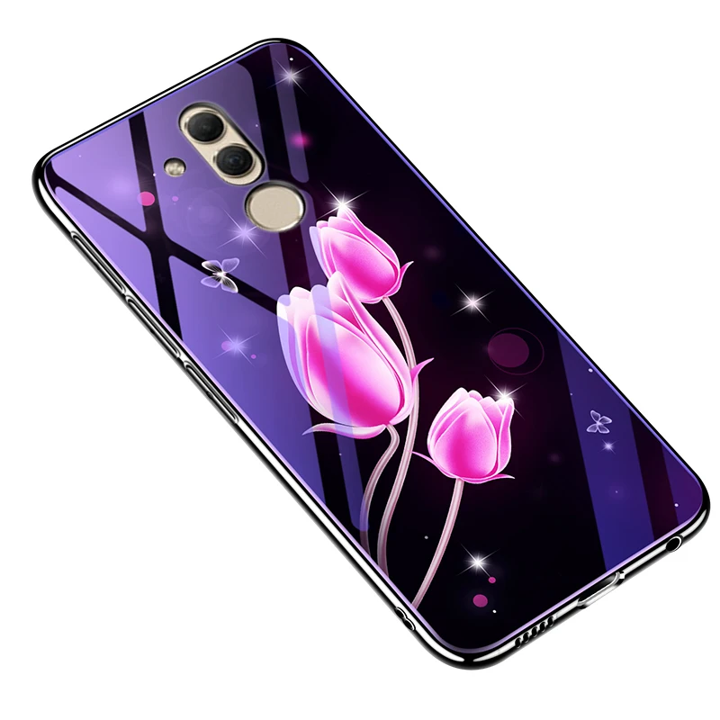 Чехол для Huawei mate 20 Lite чехлы с цветами чехол из закаленного стекла защитный |