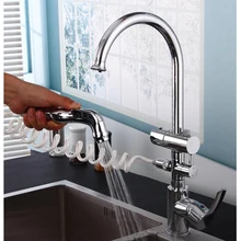 2017 neue 360 Grad Swivel Multifunktions Spüle Wasserhahn Ziehen Chrom Poliert Becken BrassTap wasser reinigung funktion