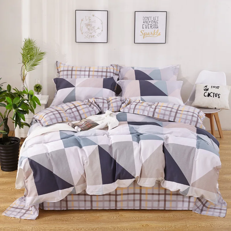 Geometry Bedding Set Single King Single Double Queen King Size Fitted