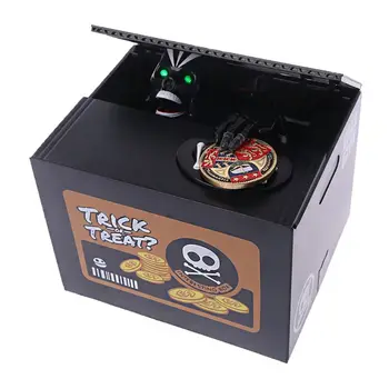 

Creepy Skeleton Electronic Coin Piggy Bank Money Box Trick Or Treat Skull Design N23_E