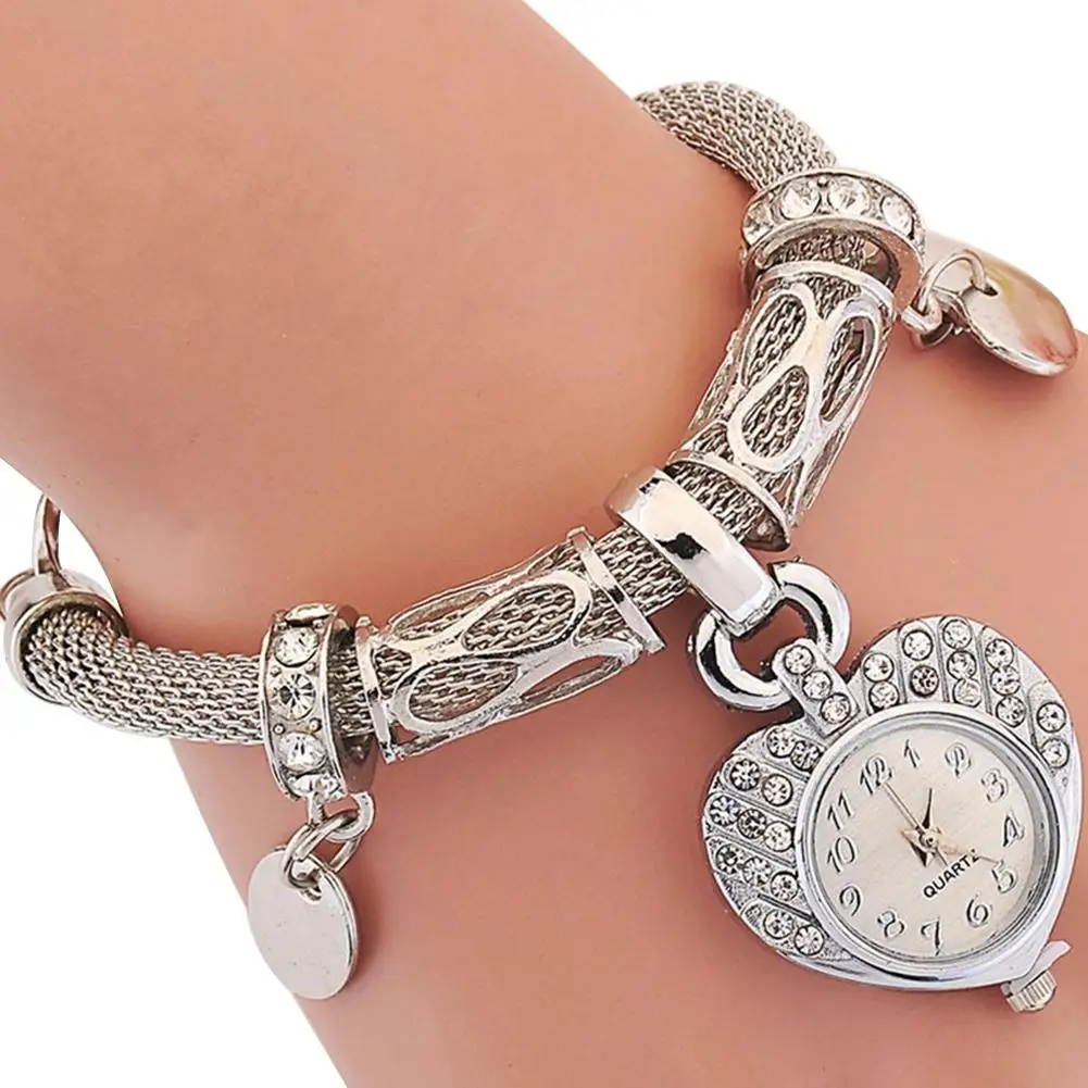 

Sanwood Fashion Women's Love Heart Bracelet Watch Charm Band Analog Quartz Wrist Watch