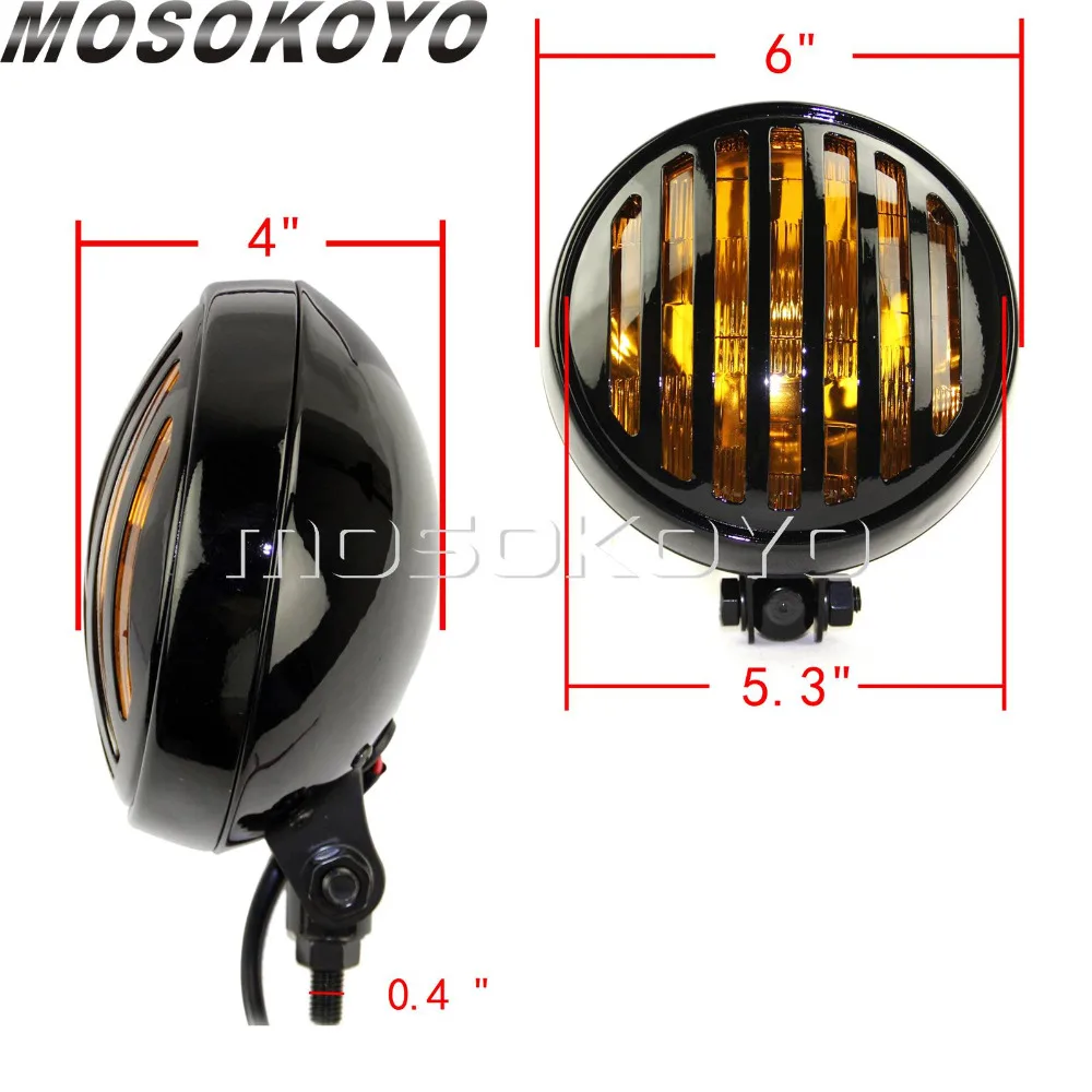 Винтажная фара для Harley Cafe Racer Chopper Bobber Cruiser ретро с желтым стеклом 5 75 дюйма| |