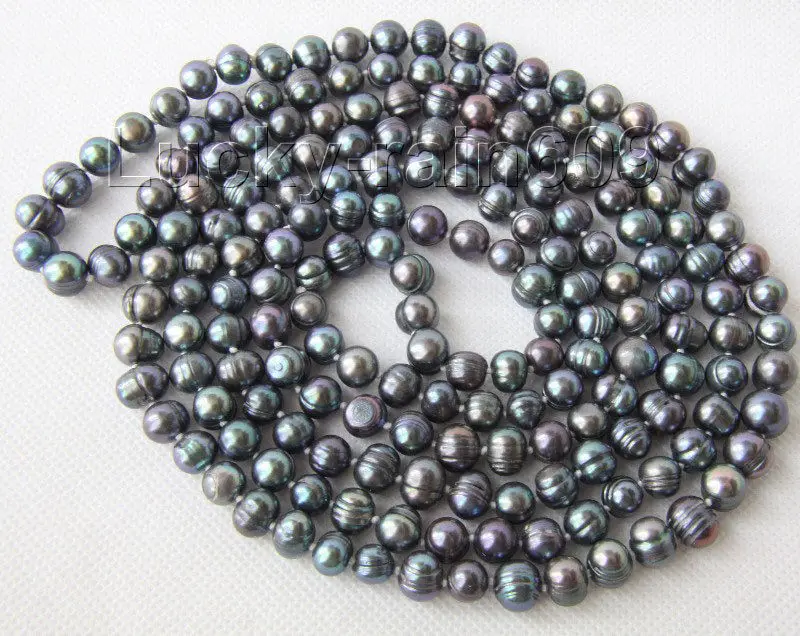 

FREE SHIPPING ******Genuine baroque 62" 10mm black Freshwater pearls necklace e2057