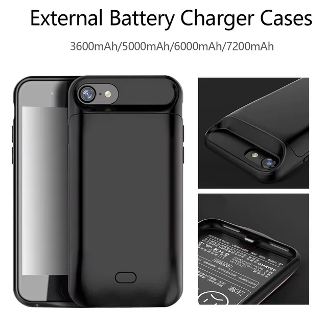 New 5000/7200mAh Smart Magnetic Back TPU Bumper External Power Bank Pack Battery Charger Case