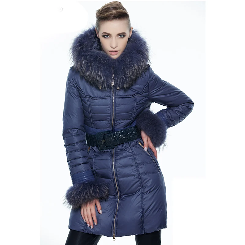 

Women's women's medium-long down coat female raccoon large fur collar thickening slim Women down jacket