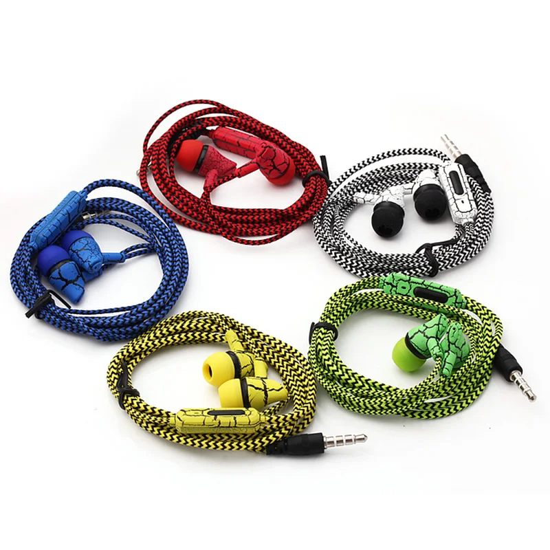 

SF-A10 Crack Braided Headset with Mic Wire Stereo Earphone In-ear High Quality Volume Control Music Headsets for Android Phone