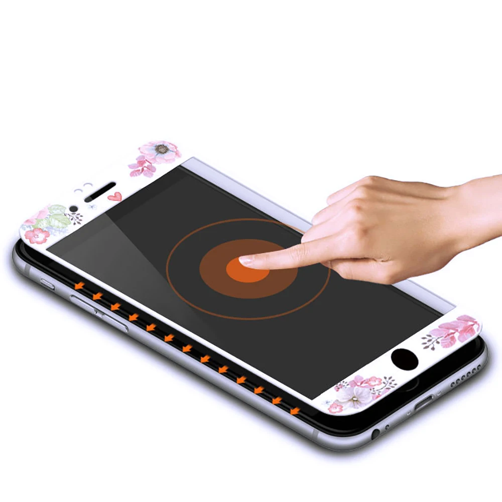 OTAO 3D Volle Abdeckung Gehärtetem Glas Für iPhone 7 8 Plus Weiche Kante Bunte Screen Protector Für