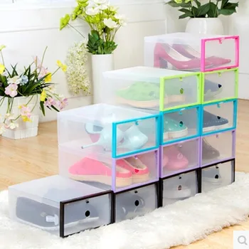 

5PCS/SET FASHION Multi-function Clear Foldable Strong Plastic Shoes box Storage Box Organizer Drawers Stackable Organizer