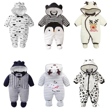 

Baby boy girl Clothes New born Winter Hooded Rompers Thick Cotton Outfit Newborn Jumpsuit Children Costume toddler romper
