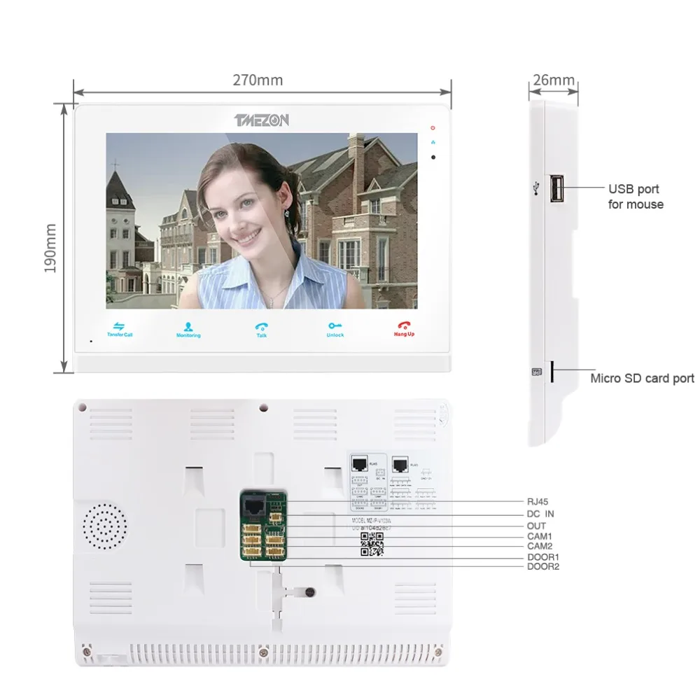  TMEZON 10 Inch Wireless Wifi Smart IP Video Doorbell Intercom System 1xTouch Screen Monitor with 1x - 32841989668