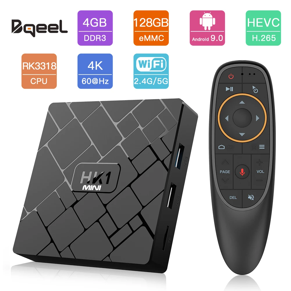 Bqeel Smart tv BOX HK1mini 4K 3D Android 9 0 телеприставка RK3229 четырехъядерный 2G + 16G Google 2 4G wifi Assistant