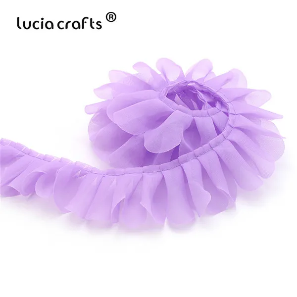 Lucia crafts 2y/lot 43 мм шифоновая кружевная отделка ленты ткань для свадебной вечеринки украшения дома для самостоятельного пошива одежды материалы V0203 - Цвет: C4 Purple