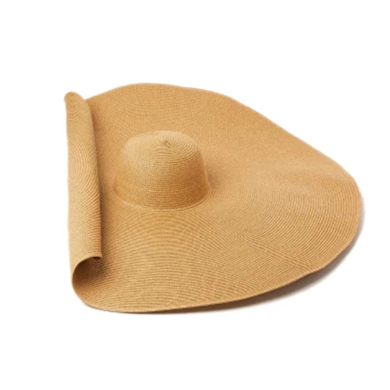 Элегантная 30 см большая мягкая бумага соломенная Солнцезащитная шляпа шляпы для женщин женские бежевые хаки черные огромные широкие полями Дерби шляпа анти-УФ пляжная шляпа